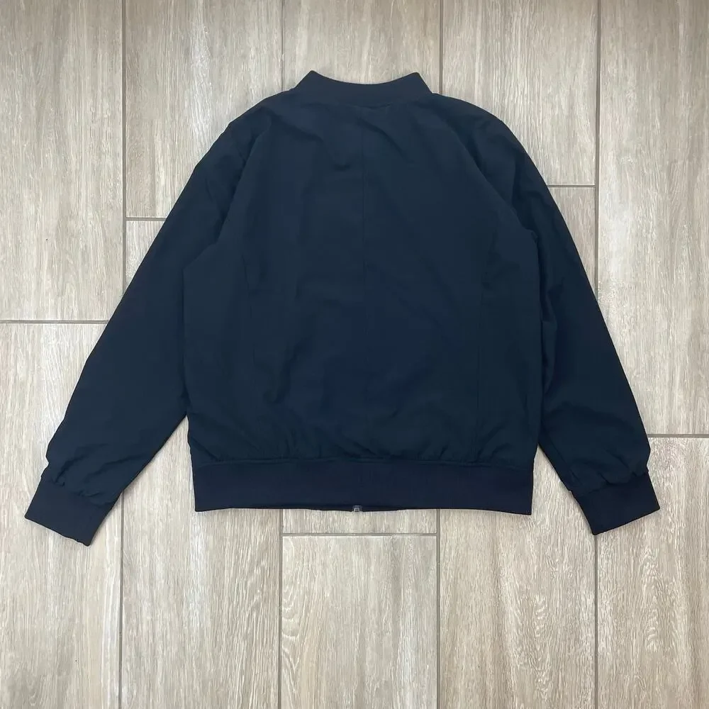 Banana Republic Bomber Jacket Mens Medium Black Full Zip Stretch Lightweight